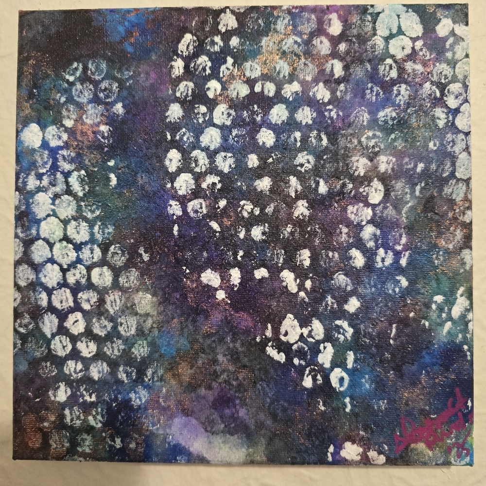 HANDCRAFTED Abstract Painting HANDPAINTED Artwork HANDMADE Wall Art Decor 8"x8" - Picture 3 of 12